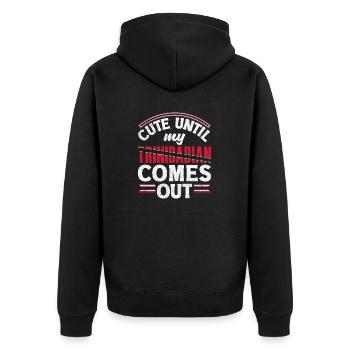 Trinidad and Tobago Flag Cute Until My - Unisex Premium Bio Zip Hoodie - Schwarz - Hinten - Nico (187cm)