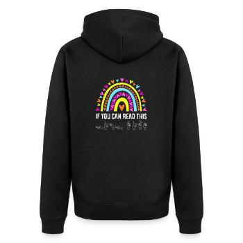 ASL Alphabet American Sing Langue ASL Professeur - Veste à capuche bio Premium Unisexe - noir - Dos - Nico (187cm)