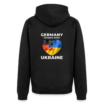 L’Allemagne soutient l’Ukraine - Veste à capuche bio Premium Unisexe - noir - Dos - Nico (187cm)