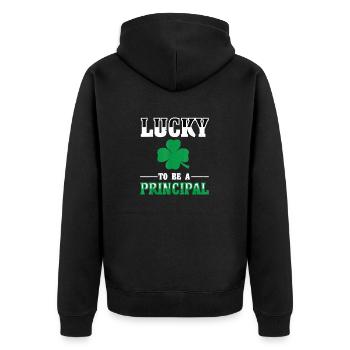 Lucky To Be A Principal St Patricks Day - Unisex Premium Bio Zip Hoodie - Schwarz - Hinten - Nico (187cm)