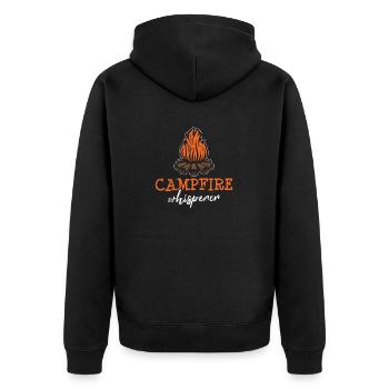 Campfire Whisperer Funny Camping Lover Hiking Funn - Unisex Premium Bio Zip Hoodie - Schwarz - Hinten - Nico (187cm)