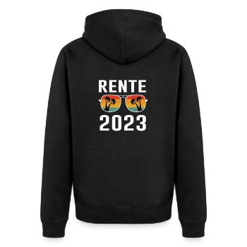 Rente 2023 Rentner Geschenk Ruhestand Senior - Unisex Premium Bio Zip Hoodie - Schwarz - Hinten - Nico (187cm)