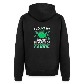 I Count My Salary In Yards Of Fabric Knitting - Unisex Premium Organic Zip Hoodie - black - Back - Nico (187cm)