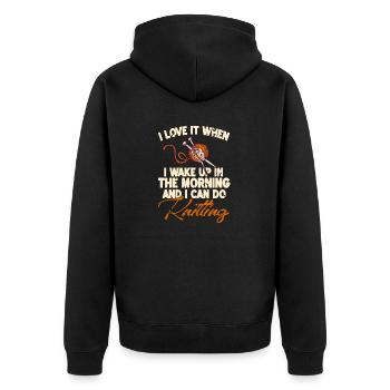 I Love It When I Wake Up & I Can Do Knitting - Unisex Premium Organic Zip Hoodie - black - Back - Nico (187cm)