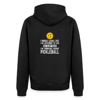 In My Head I'm Thinking About Pickleball Funny Pic - Unisex Premium Bio Zip Hoodie - Schwarz - Hinten - Nico (187cm)