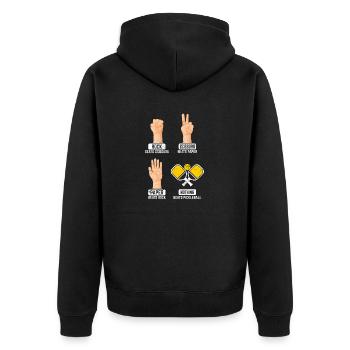 Rock Paper Scissors Nothing Beats Pickleball Playe - Unisex Premium Bio Zip Hoodie - Schwarz - Hinten - Nico (187cm)