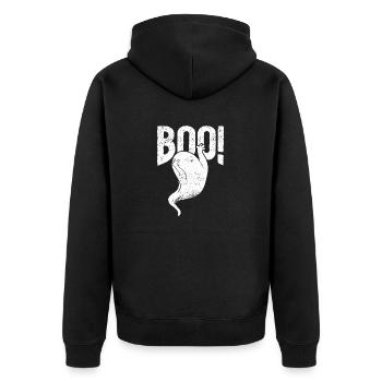 Boo Cute Ghost Saying Ghosts Spooky Halloween - Unisex Premium Bio Zip Hoodie - Schwarz - Hinten - Nico (187cm)