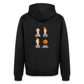 Rock Paper Scissors Nothing Beats Basketball Playe - Unisex Premium Bio Zip Hoodie - Schwarz - Hinten - Nico (187cm)