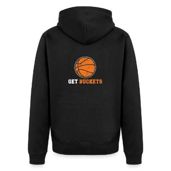 Get Buckets Basketball Player Basketball Fans Coac - Unisex Premium Bio Zip Hoodie - Schwarz - Hinten - Nico (187cm)