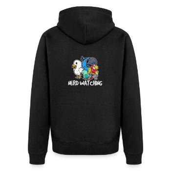Nerd Watching Funny Birdwatching Funny Bird Watchi - Unisex Premium Organic Zip Hoodie - black - Back - Nico (187cm)