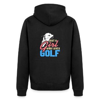 Just A Girl Who Loves Golf Vintage Golfer Tee - Unisex Premium Organic Zip Hoodie - black - Back - Nico (187cm)