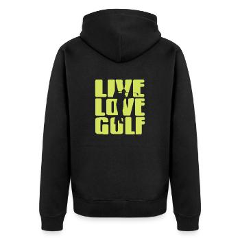 Live Love Golf Awesome Cool Golfing T-Shirt - Unisex Premium Organic Zip Hoodie - black - Back - Nico (187cm)