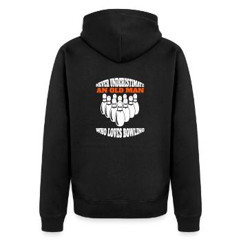 Bowling Cone Gift Bowling Ball Bowler Bowling - Unisex Premium Organic Zip Hoodie - black - Back - Nico (187cm)