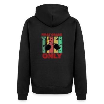 First Grade Vibes 1st Grade Retro Back To School - Unisex Premium Organic Zip Hoodie - black - Back - Nico (187cm)