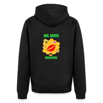 Game Girl Imkerei - Unisex Premium Bio Zip Hoodie - Schwarz - Hinten - Nico (187cm)