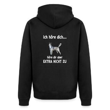 Alaskan Husky - Unisex Premium Bio Zip Hoodie - Schwarz - Hinten - Nico (187cm)