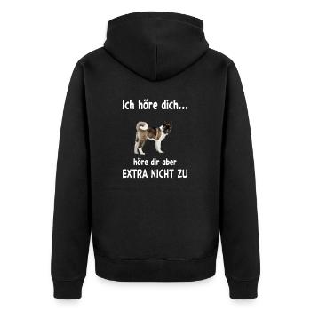 American Akita Hund - American Akita - Unisex Premium Bio Zip Hoodie - Schwarz - Hinten - Nico (187cm)