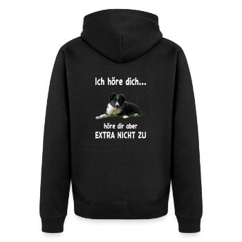Border Collie Hund - Border Collie - Unisex Premium Bio Zip Hoodie - Schwarz - Hinten - Nico (187cm)