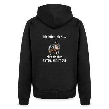 Australian Shepherd Hund - Australian Shepherd - Unisex Premium Bio Zip Hoodie - Schwarz - Hinten - Nico (187cm)