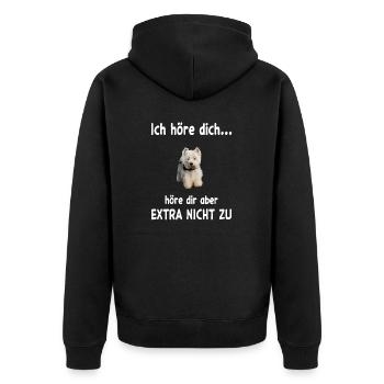 Westie Hund - Westie - Unisex Premium Bio Zip Hoodie - Schwarz - Hinten - Nico (187cm)
