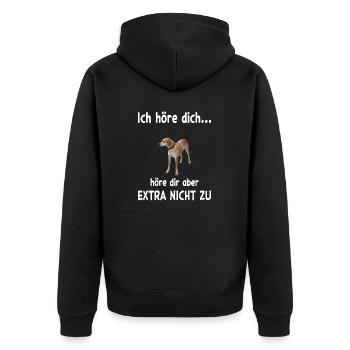 English Coonhound Hund - English Coonhound - Unisex Premium Bio Zip Hoodie - Schwarz - Hinten - Nico (187cm)