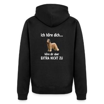 Briard Hund - Briard - Unisex Premium Bio Zip Hoodie - Schwarz - Hinten - Nico (187cm)