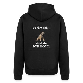 Border Terrier Hund - Border Terrier - Unisex Premium Bio Zip Hoodie - Schwarz - Hinten - Nico (187cm)