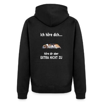 Estonian Hound Hund - Estonian Hound - Unisex Premium Bio Zip Hoodie - Schwarz - Hinten - Nico (187cm)