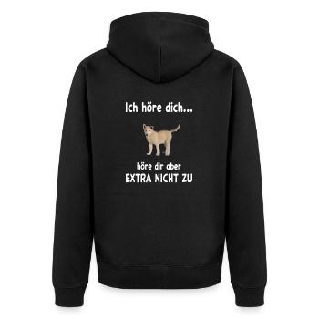 Greenland Dog Hund - Unisex Premium Bio Zip Hoodie - Schwarz - Hinten - Nico (187cm)