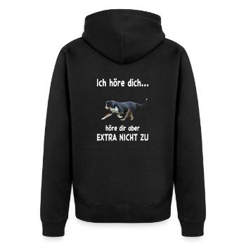 Grosser Schweizer Sennenhund - Unisex Premium Bio Zip Hoodie - Schwarz - Hinten - Nico (187cm)
