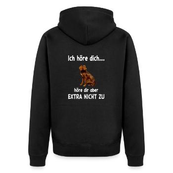 Deutscher Wachtelhund Hund - Deutscher Wachtelhund - Unisex Premium Bio Zip Hoodie - Schwarz - Hinten - Nico (187cm)