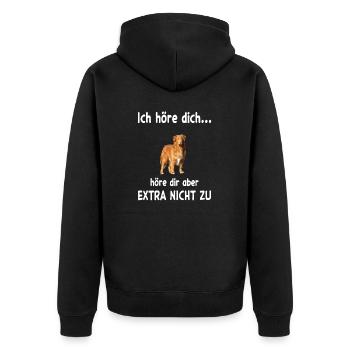 Nova Scotia Duck Tolling Retriever - Unisex Premium Bio Zip Hoodie - Schwarz - Hinten - Nico (187cm)