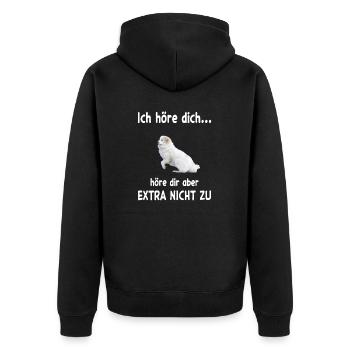 Pyrenäen Berghund Hund - Pyrenäen Berghund - Unisex Premium Bio Zip Hoodie - Schwarz - Hinten - Nico (187cm)