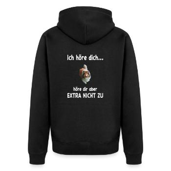 Sheltie Hund - Sheltie - Unisex Premium Bio Zip Hoodie - Schwarz - Hinten - Nico (187cm)