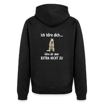 Weisser Schäferhund Hund - Weisser Schäferhund - Unisex Premium Bio Zip Hoodie - Schwarz - Hinten - Nico (187cm)