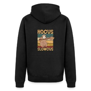 Funny Witch Sloth Lazy Cute Animal - Unisex Premium Organic Zip Hoodie - black - Back - Nico (187cm)