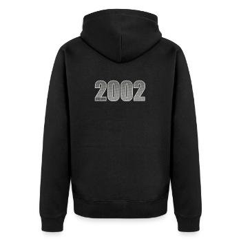 Männer und Frauen Jahreszahl 2002 zum Geburtstag - Unisex Premium Bio Zip Hoodie - Schwarz - Hinten - Nico (187cm)