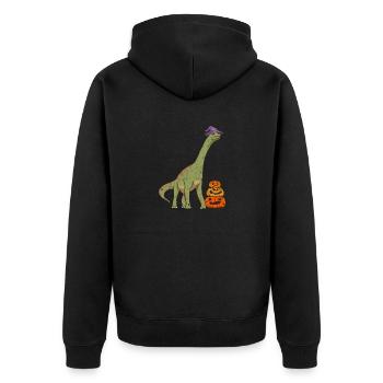 Brachiosaurus Sorcière Citrouille Halloween Dinosaure - Veste à capuche bio Premium Unisexe - noir - Dos - Nico (187cm)