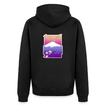 Japon montagne beau design avec des fleurs - Veste à capuche bio Premium Unisexe - noir - Dos - Nico (187cm)