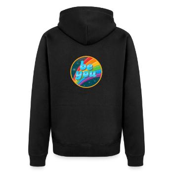 LGBTQ Be You Gay Pride LGBT Ally Rainbow Flag - Unisex Premium Bio Zip Hoodie - Schwarz - Hinten - Nico (187cm)