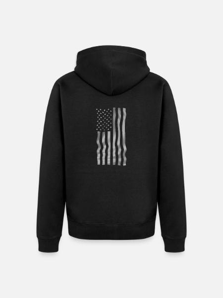 USA Flag America Design - Unisex Premium Organic Zip Hoodie - black
