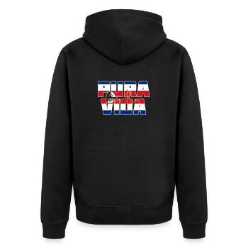 Pura Vida Devise par Costa Rica Holiday Design - Veste à capuche bio Premium Unisexe - noir - Dos - Nico (187cm)
