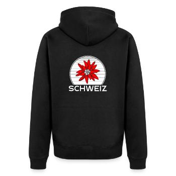 Swiss gentian - Unisex Premium Organic Zip Hoodie - black - Back - Nico (187cm)
