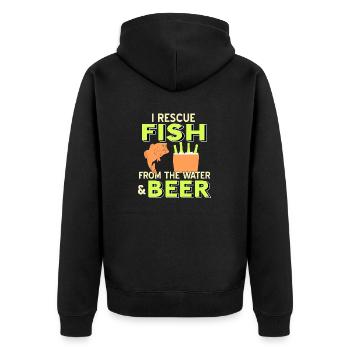 Je sauve des poissons de l’eau et de la bière Drôle de cadeau - Veste à capuche bio Premium Unisexe - noir - Dos - Nico (187cm)