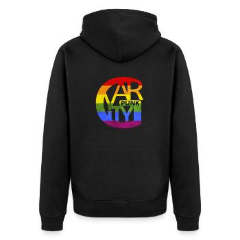 pride gravity Buchstabe für Punks - Unisex Premium Bio Zip Hoodie - Schwarz - Hinten - Nico (187cm)