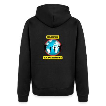 SAUVEZ LA PLANÈTE - Veste à capuche bio Premium Unisexe - noir - Dos - Nico (187cm)