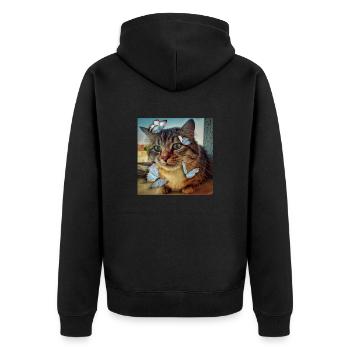 Most beautiful cat in the world n°2 - Unisex Premium Organic Zip Hoodie - black - Back - Nico (187cm)