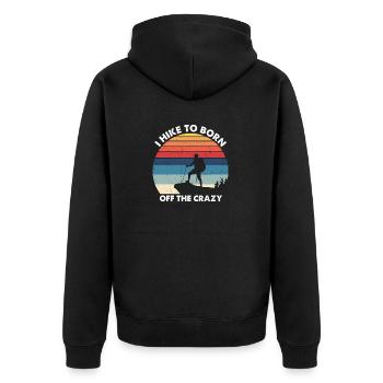 Retro Vintage I Hike To Born Off The Crazy Present - Unisex Premium Bio Zip Hoodie - Schwarz - Hinten - Nico (187cm)