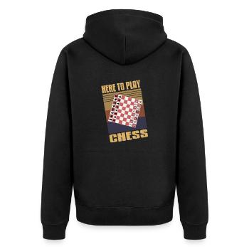 Here To Play Chess Retro Vintage Design T-Shirt - Unisex Premium Bio Zip Hoodie - Schwarz - Hinten - Nico (187cm)