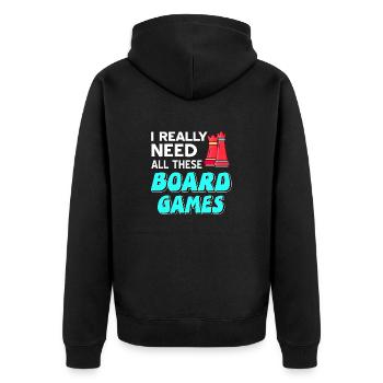 I Really Need All These Board Games Cool Chess - Unisex Premium Bio Zip Hoodie - Schwarz - Hinten - Nico (187cm)